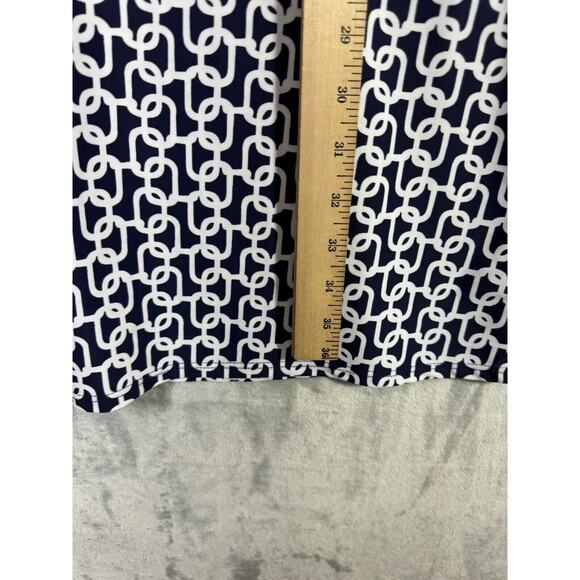 Judy Connally Dress Womens Small Navy Blue Chain Print Shift Sleeveless Stretch - Picture 8 of 8